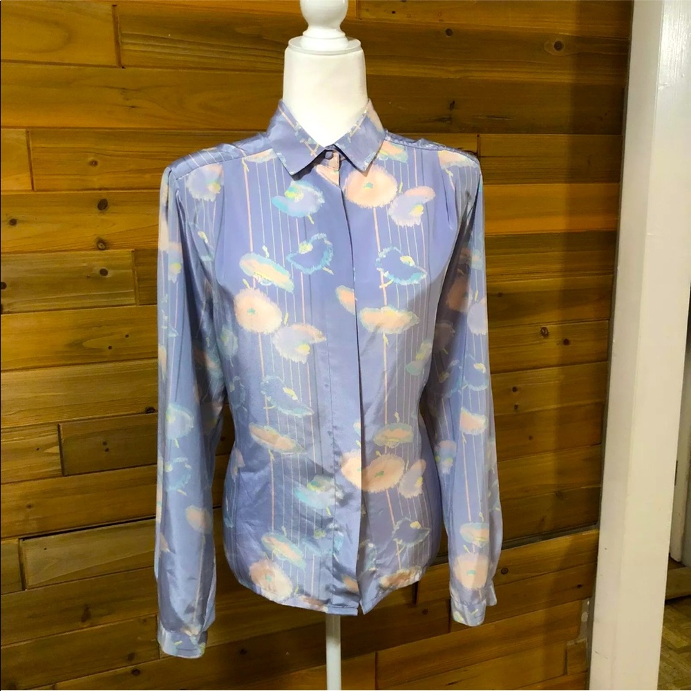 Vtg Catalina Secretary pastel floral blouse